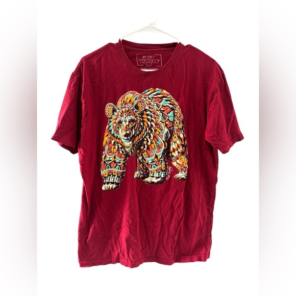 Riot Society Festival Grizzly Bear T-Shirt Men's Large Boho USA Large - Picture 1 of 5